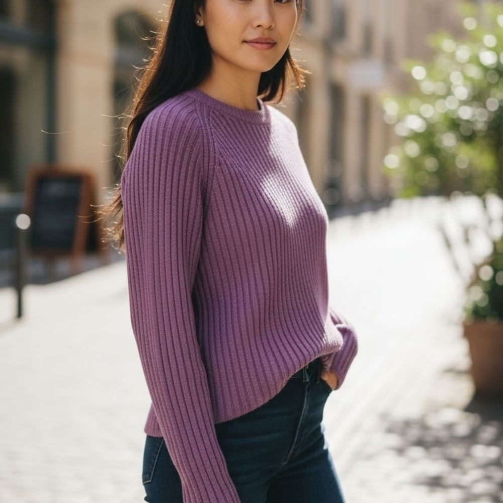 Jessica Simpson Lavender Ribbed Sweater, MEDIUM